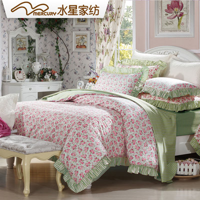 水星家紡 全棉斜紋韓版公主四件套 邂逅伊人 花卉套件AY1543 - 360購物